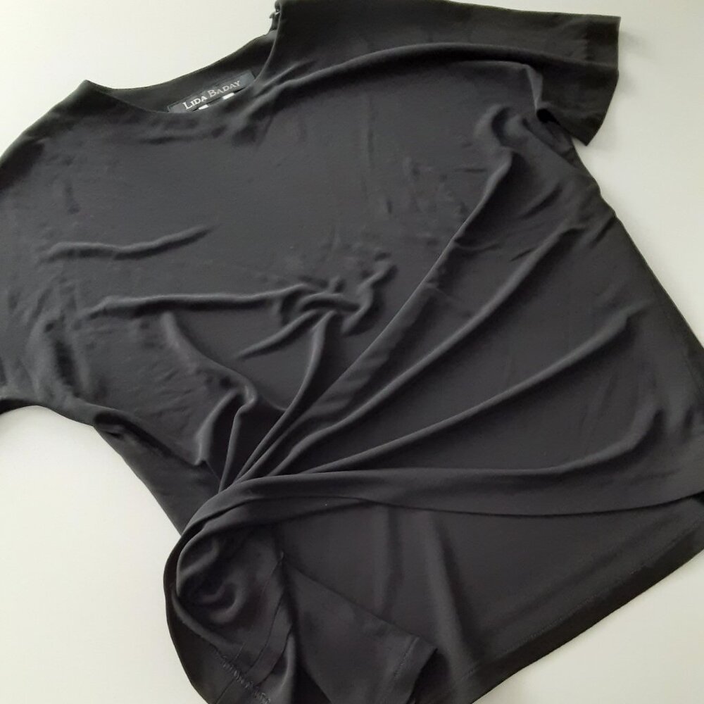 LIDA BADAY Black double georgette t-shirt -LG made in Canada